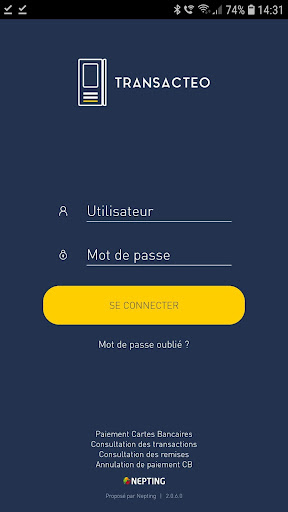 Android application MPOS TRANSACTEO screenshort