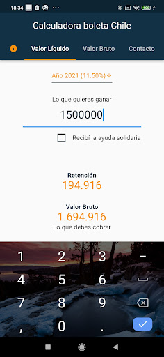 Calculadora honorarios Chile Screen 2
