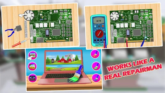 Jogo de conserto de eletrônicos - Conserte o celular e o laptop em divertidos  jogos mecânicos::Appstore for Android
