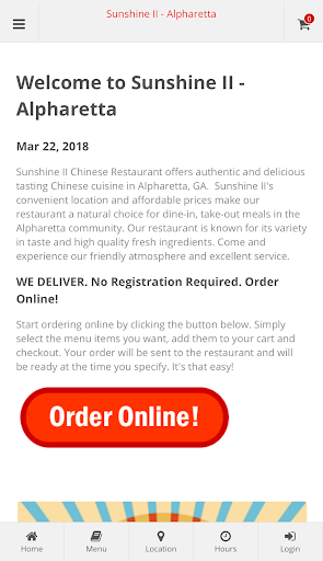 Android application Sunshine II Alpharetta Order screenshort