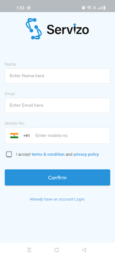 Android application Servizo Vendor screenshort