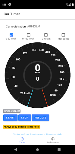 Car Timer - 0-100km/h, 0-60mph Screen 2