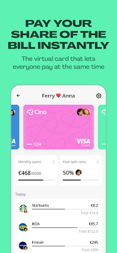 Android application Cino – auto-split bills screenshort