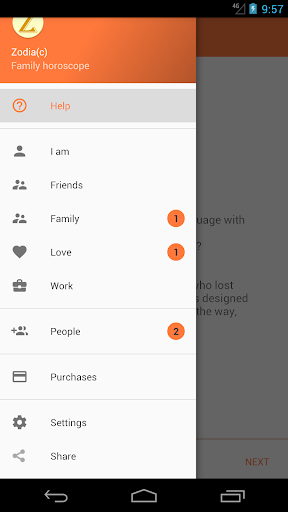 Android application Family horoscope screenshort