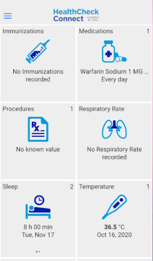 Health Check Connect Screen 2