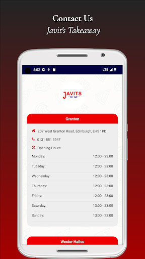 Javits Takeaway Edinburgh Screen 2
