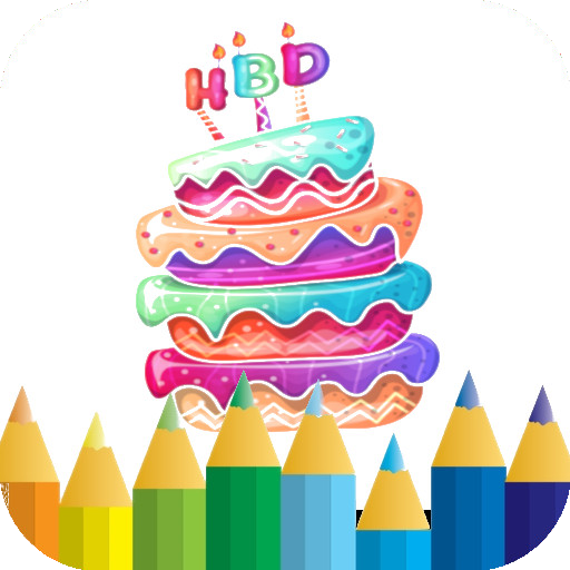 birthday cake coloring game logo