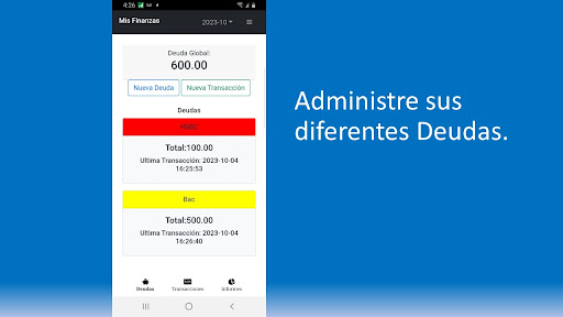 Android application iDeudas - Control de prestamos screenshort