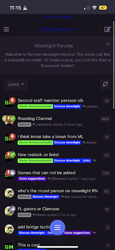 Android application Moonlight Game Forums screenshort