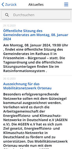 Friesenheim-App Screen 2