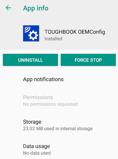 TOUGHBOOK OEMConfig Screen 2