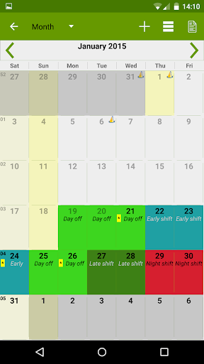 Calendário de trabalho por turnos (FlexR Pro)