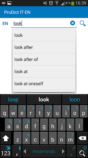 Android application Italian English dictionary screenshort