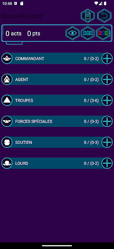 DTT Army Builder Screen 2