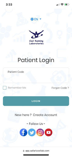 Android application Cool Running Lab PATIENT v7.0 screenshort