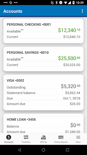 Android application Service CU Mobile Banking screenshort