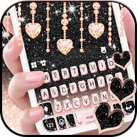 Тема для клавиатуры Black Pink Glitter