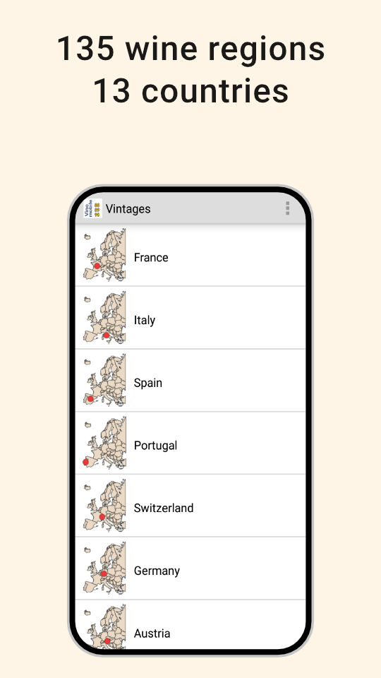 Android application Wine Vintages screenshort
