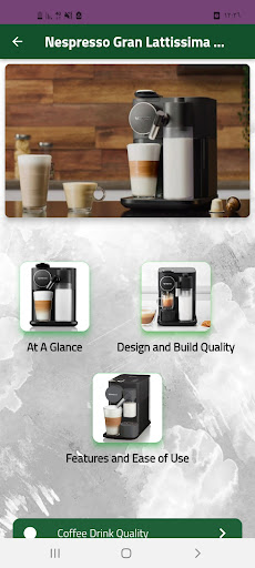 Android application espresso Gran Lattissima guide screenshort