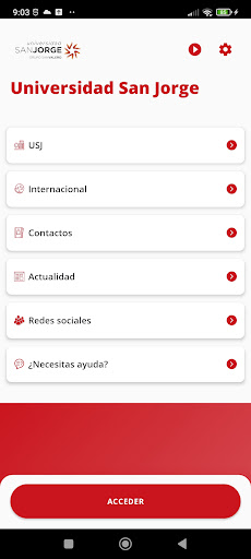 Android application Universidad San Jorge screenshort