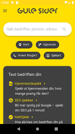 Android application Gule Sider - Søk, oppdag, del screenshort