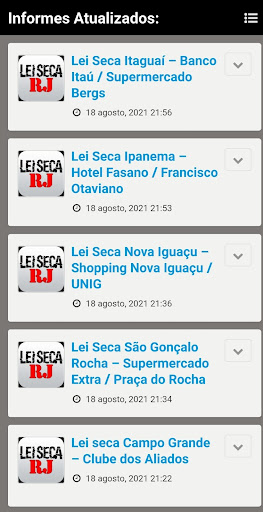 Android application Alerta Rio Informes Lei Seca screenshort