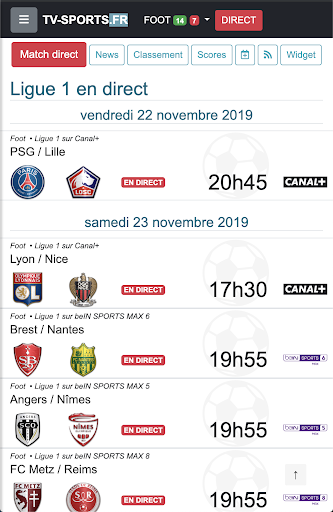 Android application Programme TV sport PLUS screenshort