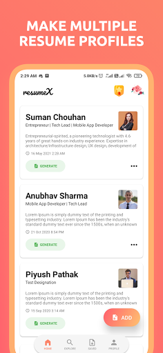 ResumeX: cv resume maker app Screen 2