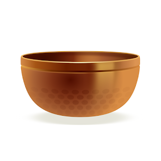 Picture of a simple bronze bowl on a plain white background