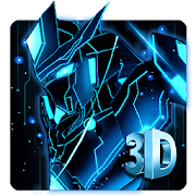 3D Blue Neon Robot Theme  Icon