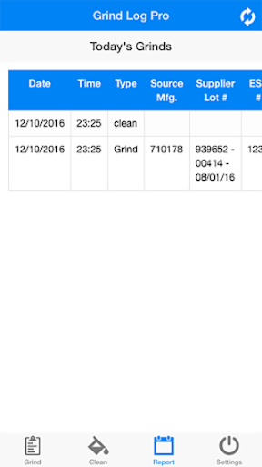 Android application GrindLogPro v2 screenshort