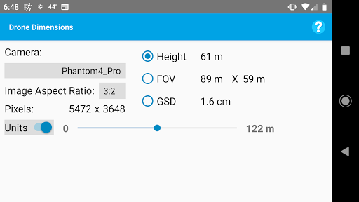 Android application Drone Dimensions screenshort