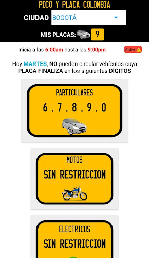 Pico y Placa Colombia Screen 2