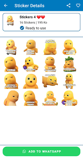 Yellow Dino Stickers WASticker Screen 3