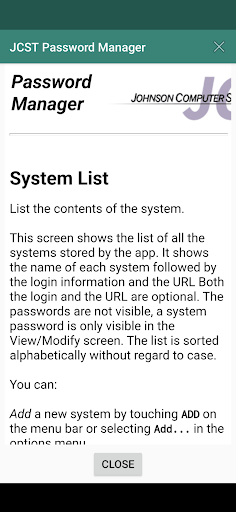 JCST Password Manager Screen 3