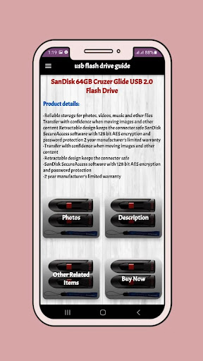 Android application usb flash drive guide screenshort