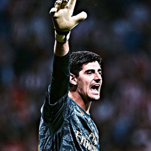 Thibaut Courtois 4K Wallpaper logo