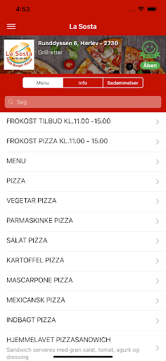 Android application La Sosta screenshort