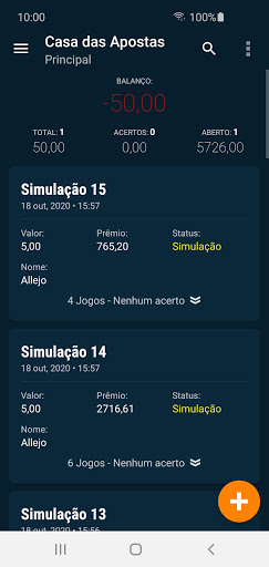 Casa das Apostas - Simulações Screenshot