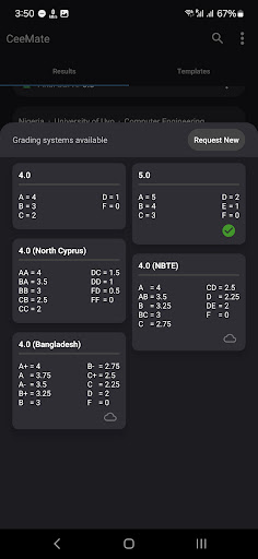 CeeMate CGPA Calculator Screen 2
