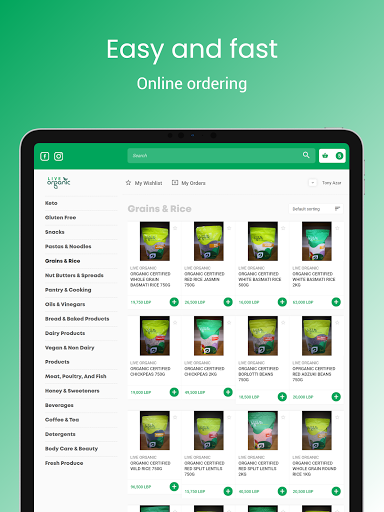 Screenshot of Live Organic