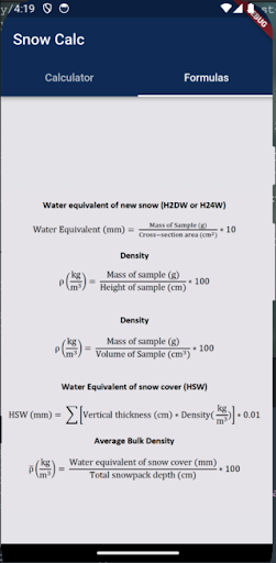 Snow Calc Screen 3
