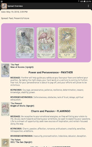 Screenshot of Spiritsong Tarot