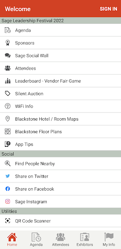 Sage Events Screen 2