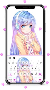 Pretty Anime Girl Keyboard Bac