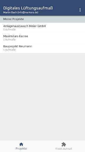 Android application Digitales Lüftungsaufmaß screenshort