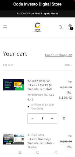CodeInvesto Digital Store Screen 2