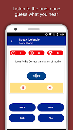 Screenshot of Learn Icelandic Language App
