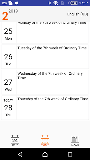 Roman Catholic Calendar Screen 2
