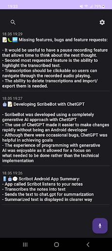 Android application Scribot screenshort